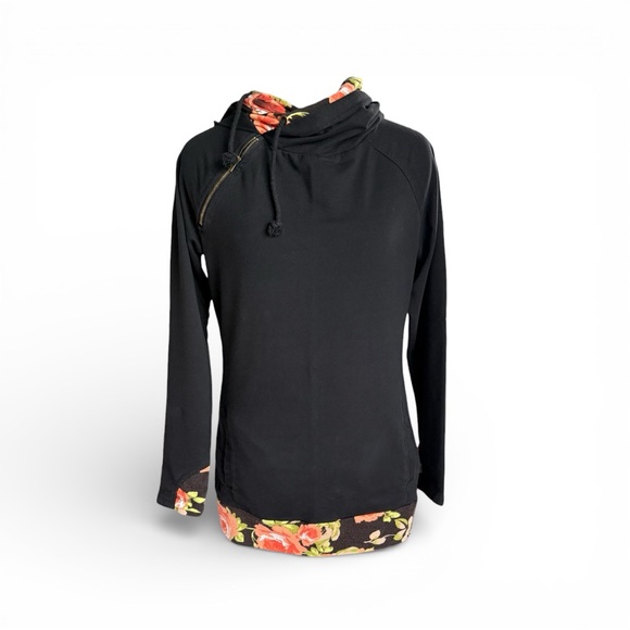 AMPERSAND AVE Tops - AMPERSAND AVE Black and Orange Floral hoodie